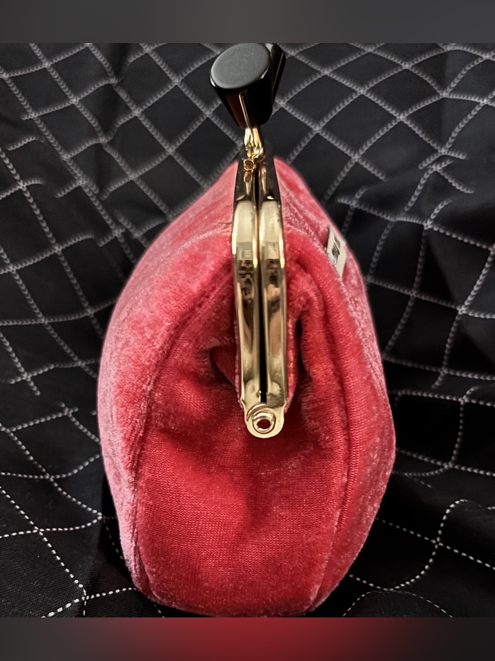 MIU MIU Pink Velvet Kiss-lock Pouch with Gold Frame, Limited Ed., NIB Retail$169 - Picture 3 of 10